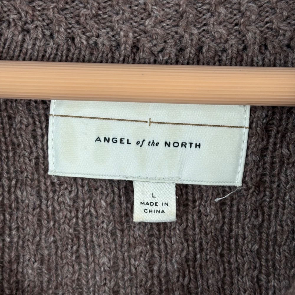 Anthropologie Angel of the North Rosie Cowl Neck Sweater L Brown Tunic Waffle - Picture 6 of 11